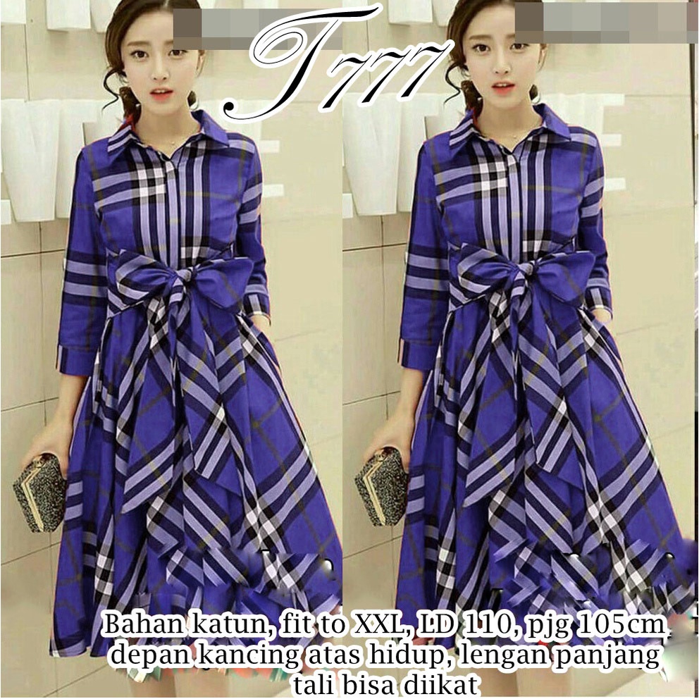 Midi Dress jumbo dress bb Dress Bahan katun, fit to XXL, LD 110, pjg 105cm depan kancing atas hidup,