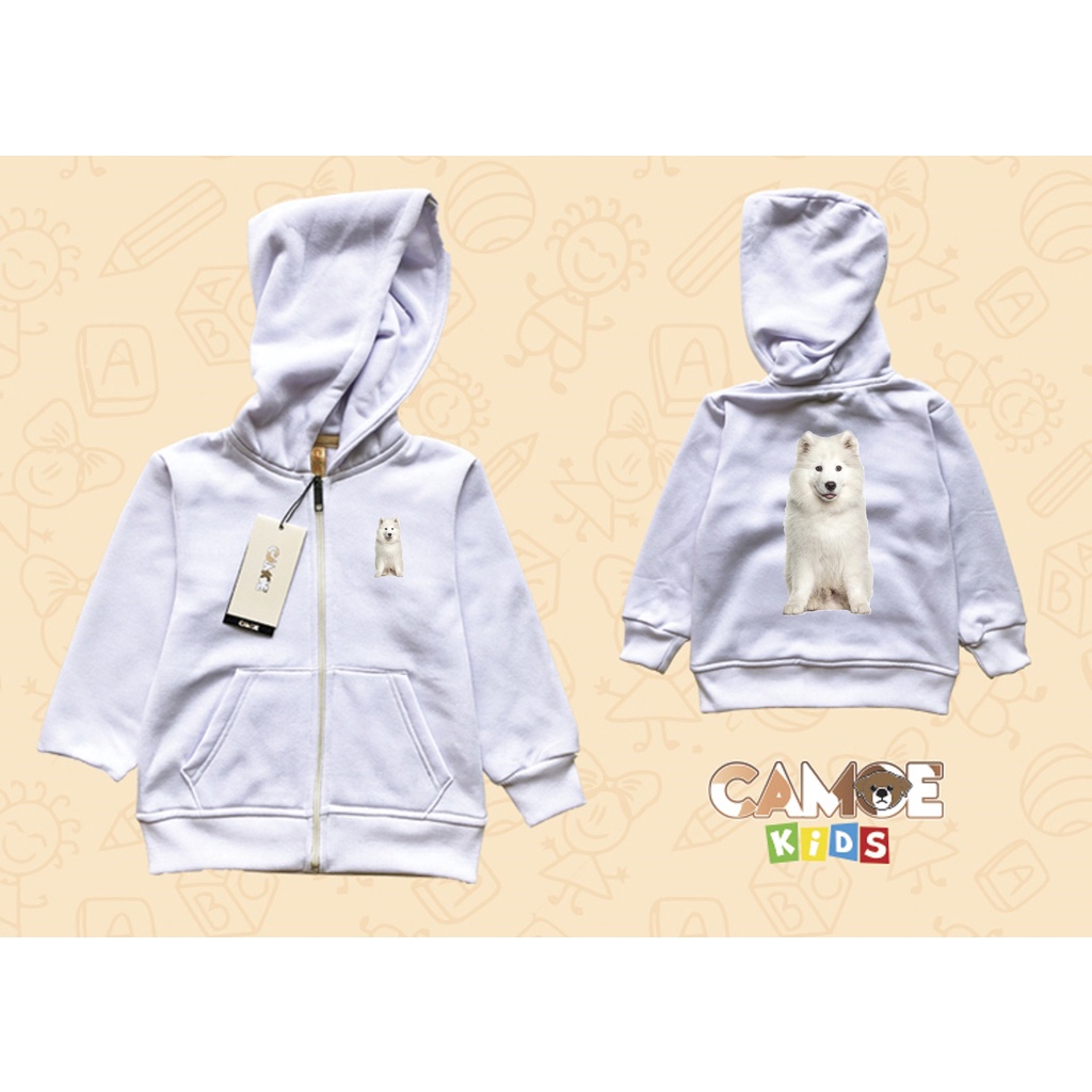 Jaket Hoodie Zip Anak KIDS Anjing Dog Breed Samoyed