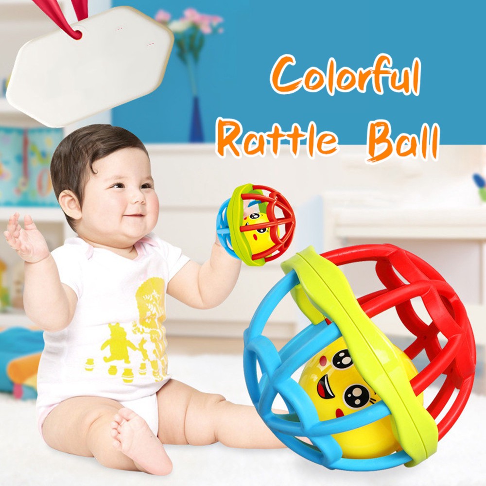 Mainan Bayi Bola Kerincingan - Mainan Gigitan Bayi Bola - Bola Putar Rattle - Colorful Rattle Ball