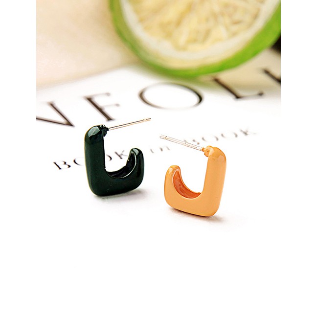 LRC Anting Tusuk Fashion Contrast Geometric U-shaped Alloy Earrings K09868