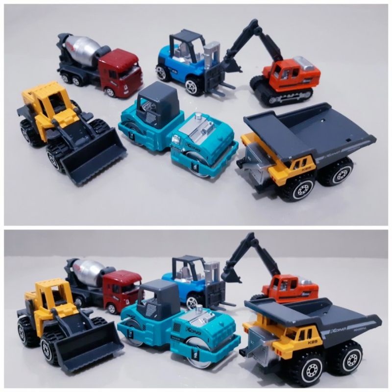 Diecast Set Kontruksi Alloy - Miniatur Alat Berat Truk Excavator Roller Forklift Dll