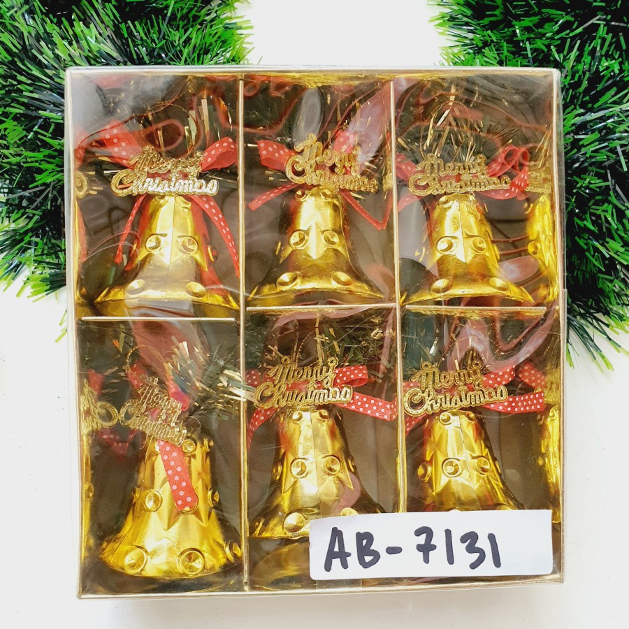 Dekorasi Natal Lonceng Emas Red isi 6 Kado Natal Murah Christmas Bell