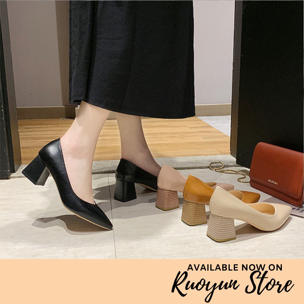 RYS - Chunky Boat Sepatu Hak Tebal Casual/Kantoran - Ori Import