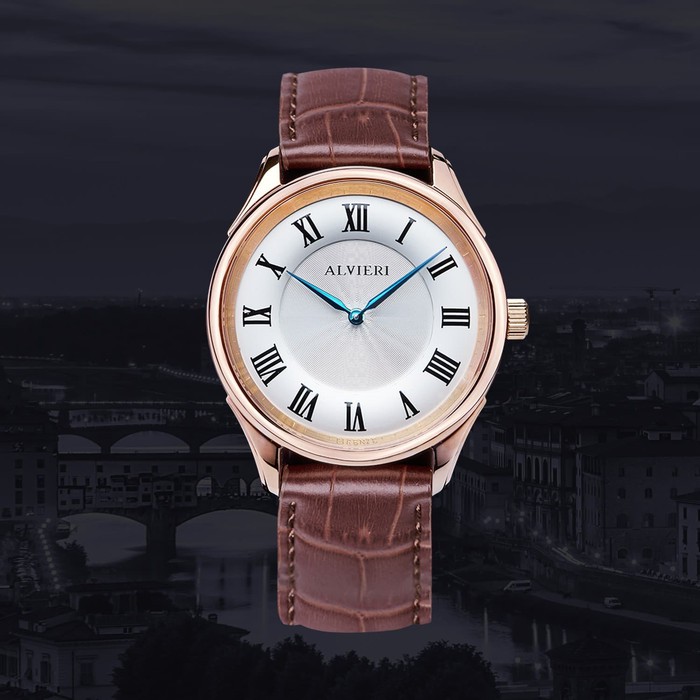 ALVIERI - Firenze Classic - Rose gold case 40mm White(AFE 112)