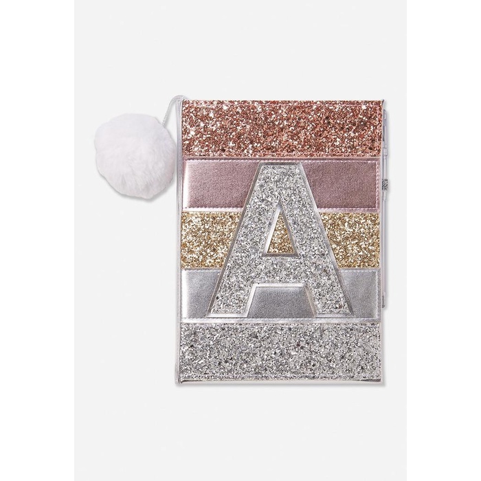 

Notebook / Justice Girls Jurnal Glitter Stripe Initial Multi-0621 - Initial S