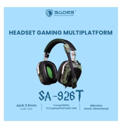 Headset gaming sades audio 3.5mm wired 4 pin with microphone free splitter sa-926t - Headphone 926 sa926t sa926