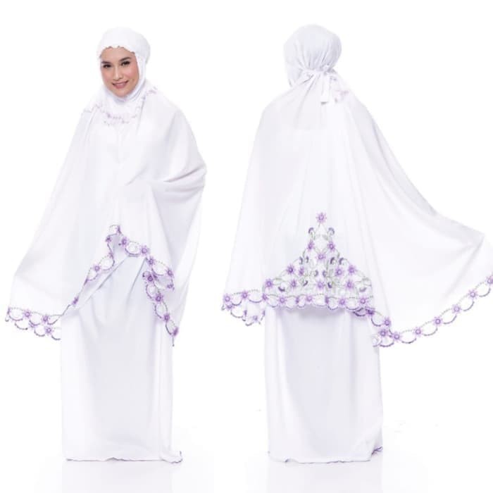 Mukena bordir pinggul raisa warna bahan katun mikromukena best seller