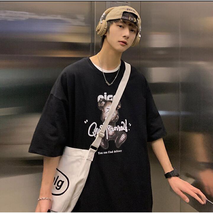 Baju Atasan Import Korean Style / T-Shirt Oversize Unisex Bear Katun Premium Impor (A116-6008)