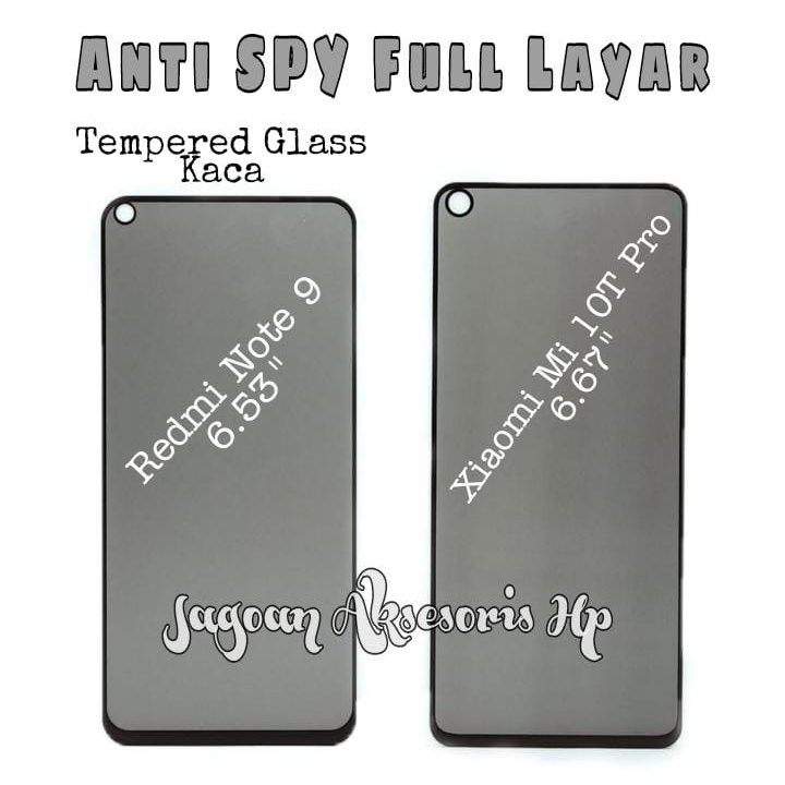 Anti SPY FULL LAYAR Redmi Note 9 Mi 10T Pro 5G Tempered Glass Privacy List Warna Full Lem ANTI INTIP