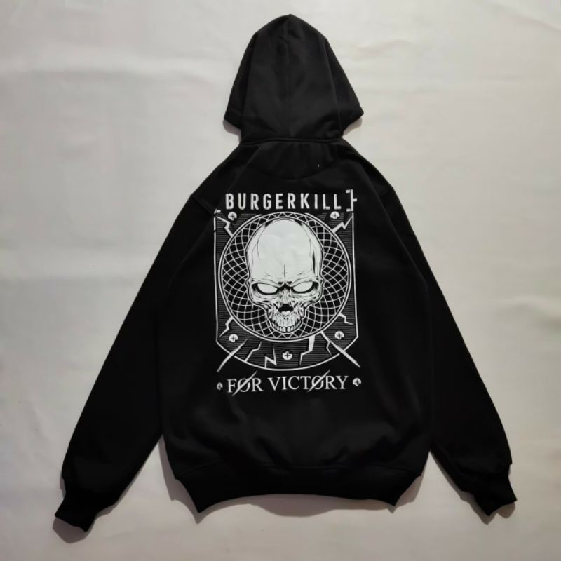 Jaket Hoodie Jumbo SIZE M Sampai XXL Sweater Zipper Burgerkill Jaket Cowok Terbaru Keren Motif Burge