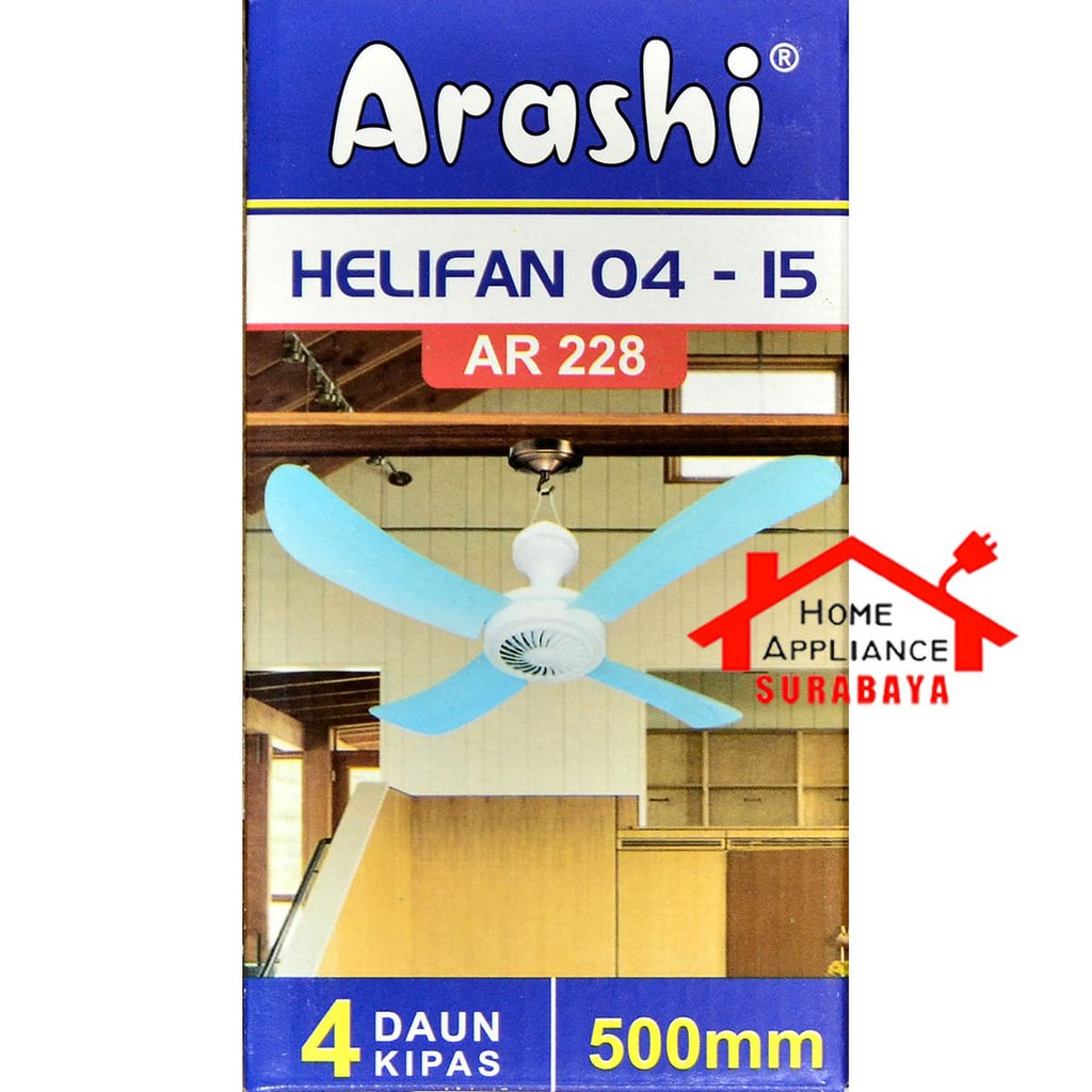 Kipas Angin Gantung 4 Baling Helifan Arashi 15W 15 Watt AR-228 AR 228