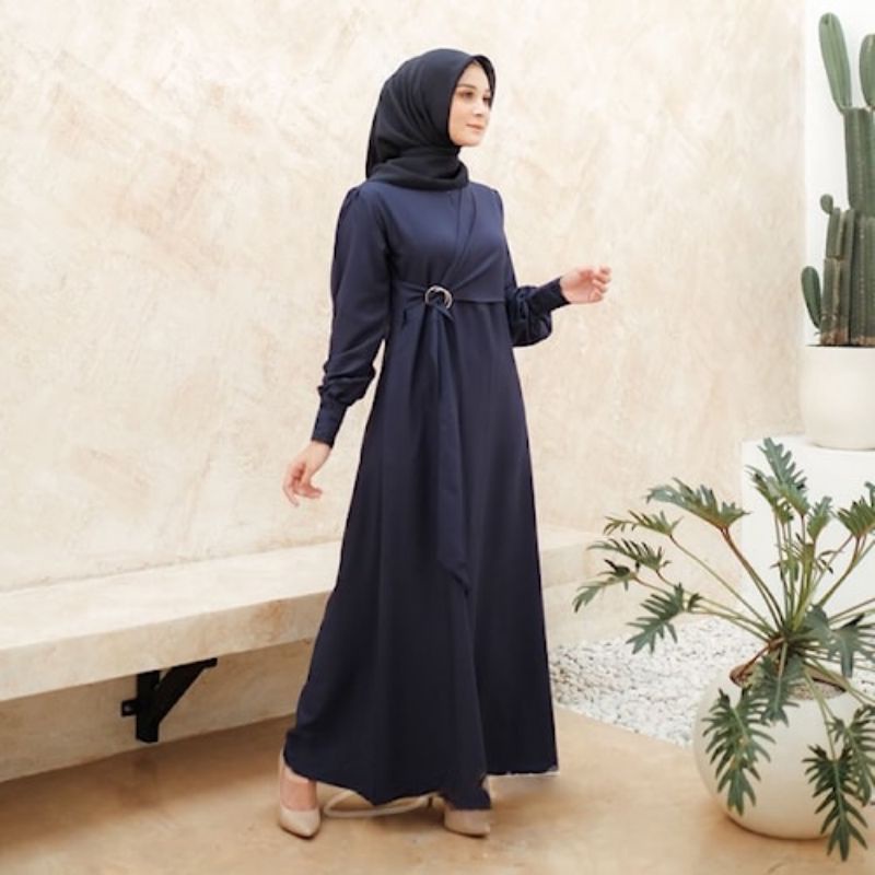Raya dress korean style premium wedding dress party muslimah jumbo dress wanita muslim busui terbaru maxi dress kondangan brukat murah dress gamis ootd hijab kekinian gamis brukat jumbo gamis busui bumil polos terbaru gamis keluarga seragam couple-Navy