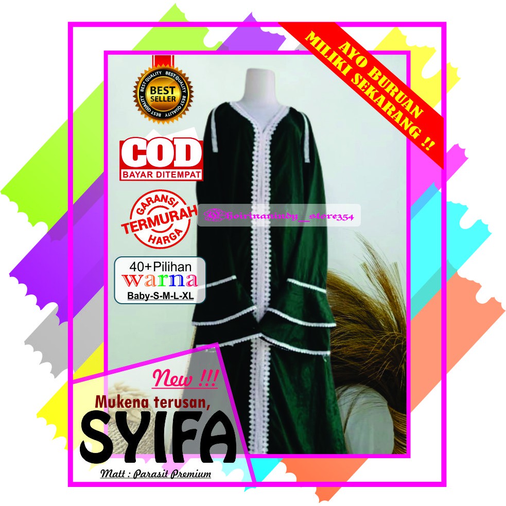 A16 - MUKENA ANAK TERUSAN PARASUT SYIFA size BABY - S