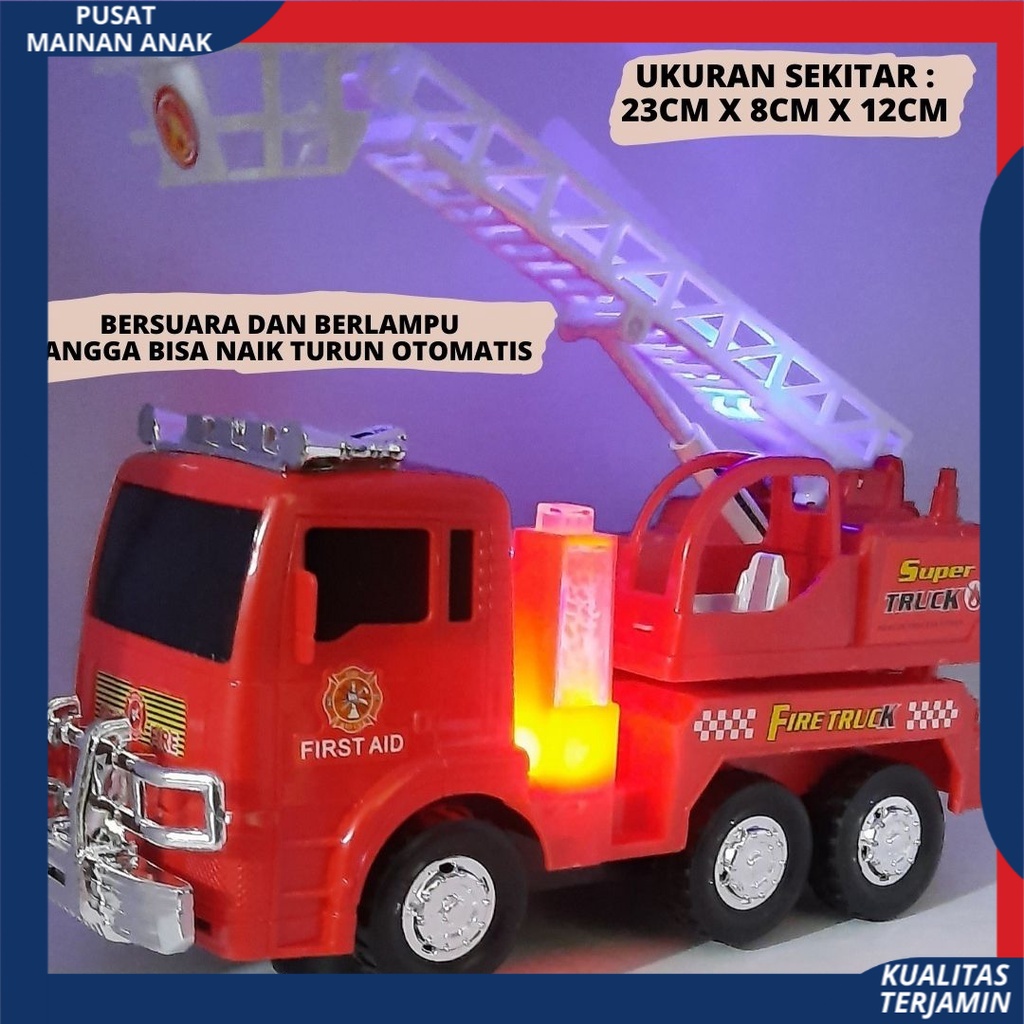 Mainan Mobil Pemadam Kebakaran POLISI - Fire Truck Bump &amp; Go | Mobil Baterai Berlampu Dan Bersuara