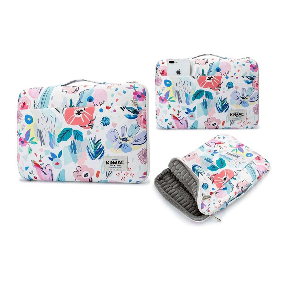 Tas Laptop Macbook KINMAC Handstrap flower motif Shockproof 13 14 15 16 inch