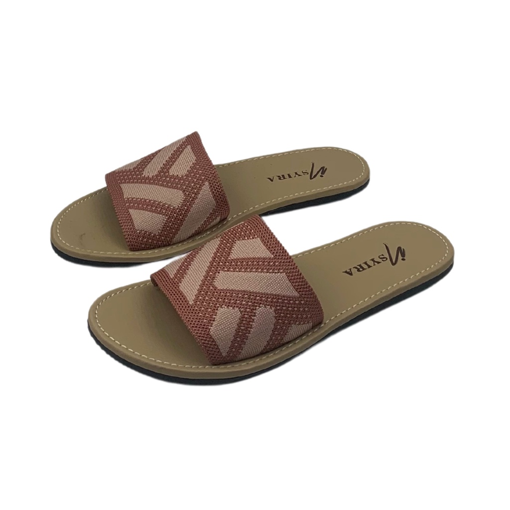 Insyira - Sandal Wanita Isyana / Sandal Selop Wanita Non Slip / Sandal Rajut Alas Krem