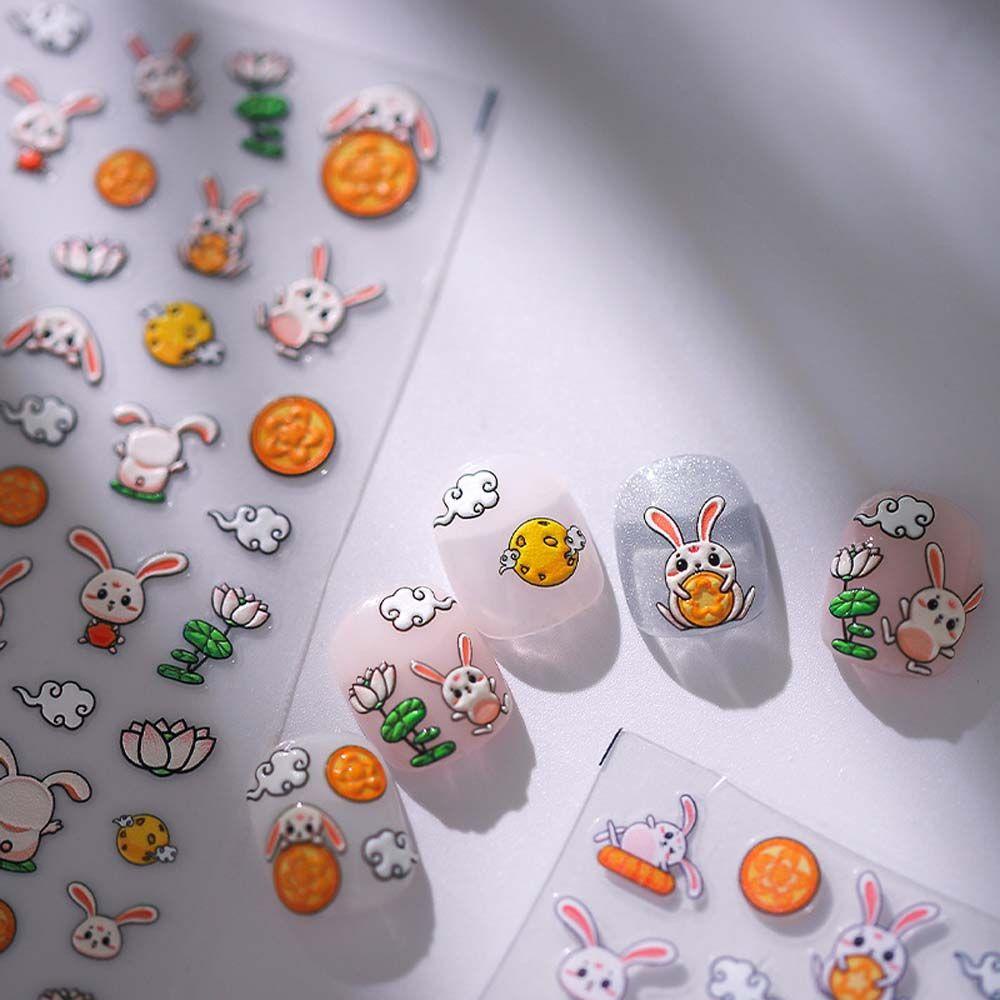 Mxbeauty Stiker Kuku Kartun Fashion Kelinci Hewan Anjing Dekorasi Nail Art