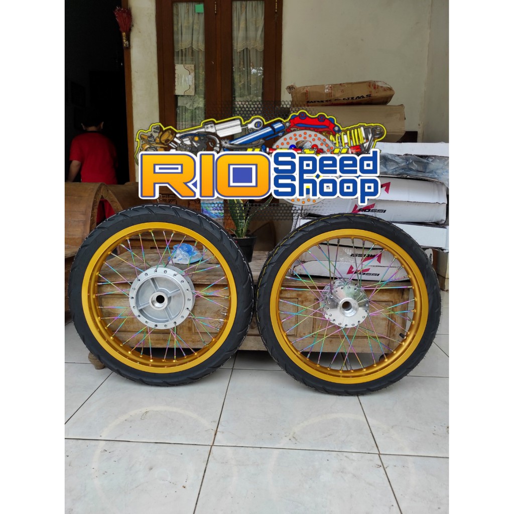 Velg Pelek Jari-Jari Ruji Verza Ring 17 Tapak Lebar 185/215 Full Set Plus Ban