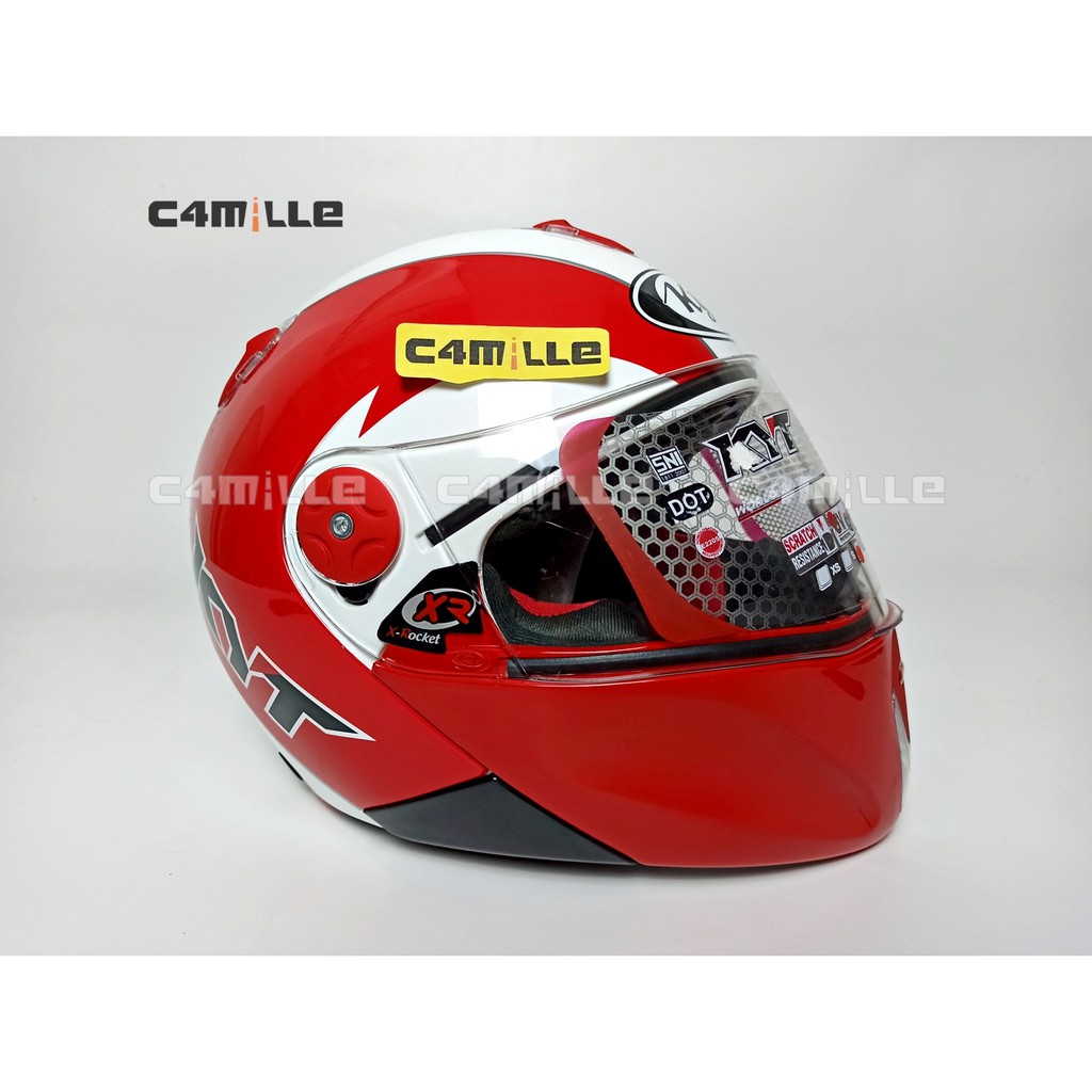 HELM KYT X ROCKET WHITE RED FULL FACE XROCKET | Shopee Indonesia