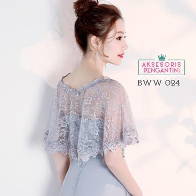 Amazing Aksesoris Cardigan Bolero Pesta Wedding Lace Silver L Bolero - Bww024