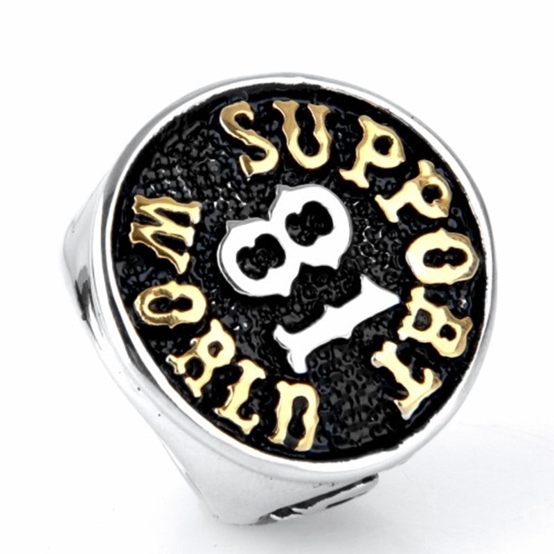 Cincin Stainless Steel 316L Gaya Gothic Hip Hop Punk Ukuran 7 ~ 14 untuk Pria