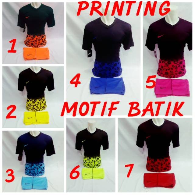 Setelan PRINTING baju olahraga kaos sport motif batik terlaris badminton futsal bola dan voly