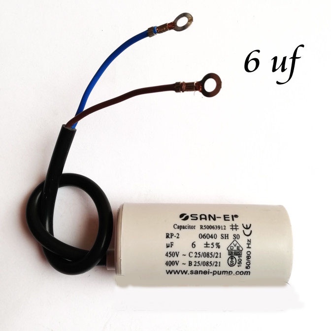 6 uf / 450 V SAN-EI Capacitor / Kapasitor Bulat / Capasitor Pompa Air