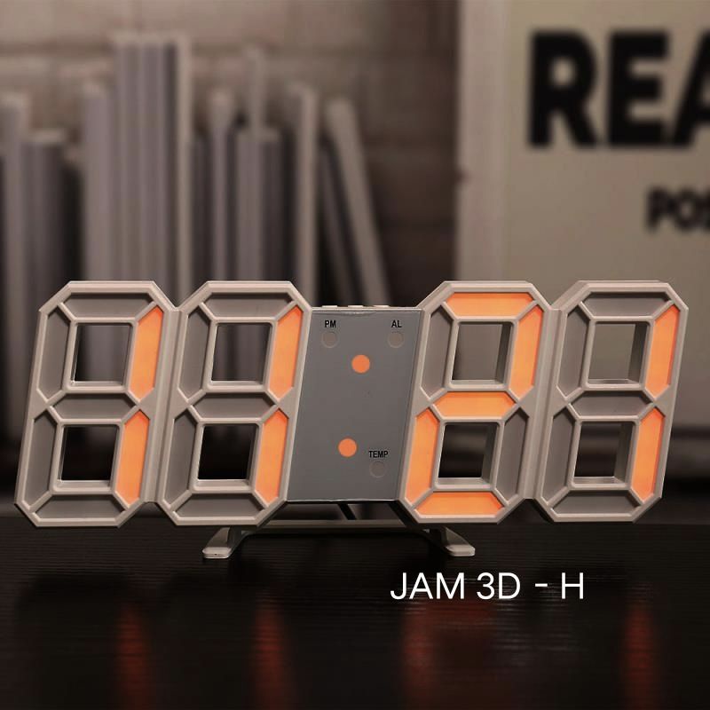 Jam Dinding Digital LED 3D Gaya Modern Untuk Dekorasi Ruang TamuJam Digital LED Full Angka 3D Unik Untuk Dekorasi Meja Dinding Ruang Tamu-JAM 3D - H