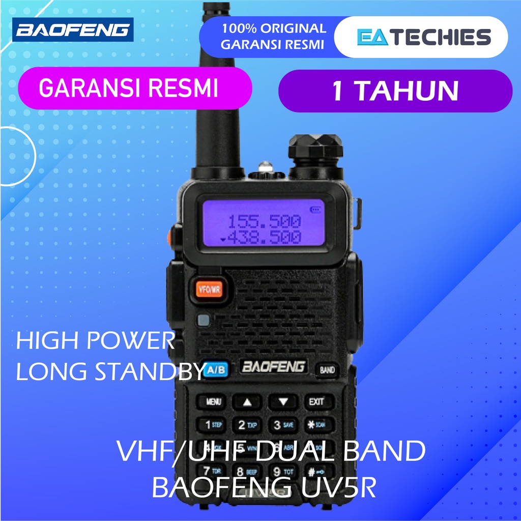 HT Baofeng UV-5R Dual Band Baru Original Garansi UV5 BF-UV5R BFUV5R Walkie Talkie dengan Layar