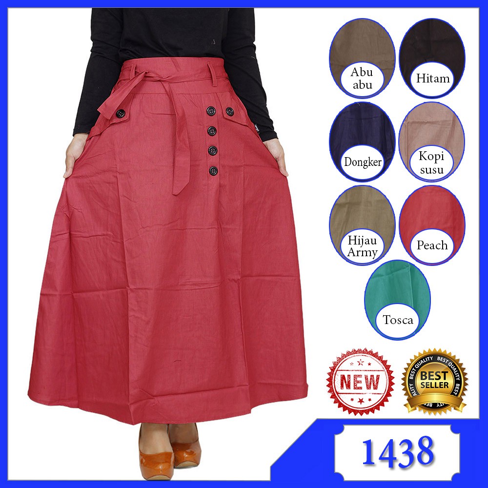 Rok Panjang Wanita Rok Payung Rok Katun Polos Model Umbrella