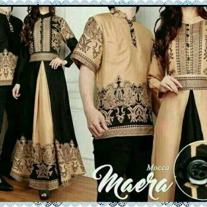 [READY] BAJU COUPLE BATIK MUSLIM WANITA PRIA FASHION BATIK ELEGANT K2Z31 M12R1 - Hitam