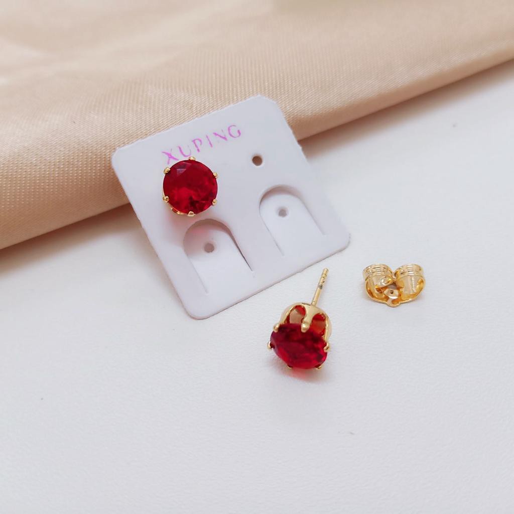TIARA - T12259 Anting Tusuk Xuping Lapis Emas Permata Merah Tiara Fashion Jewelry