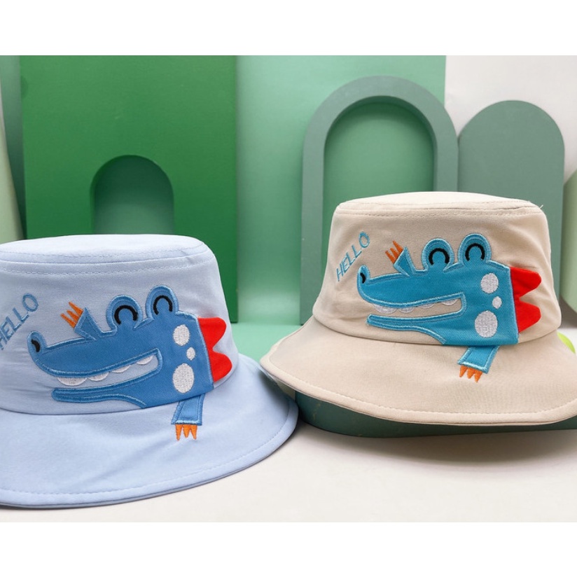 Topi Nelayan Musim Panas Motif Kartun Buaya Gaya Korea Untuk Bayi Perempuan