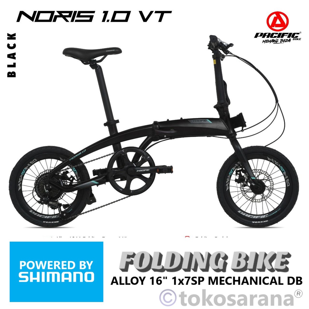 sepeda lipat pacific noris 1 0 fb remaja dewasa 16 inci alloy 6061 7sp mech disc brake folding bike