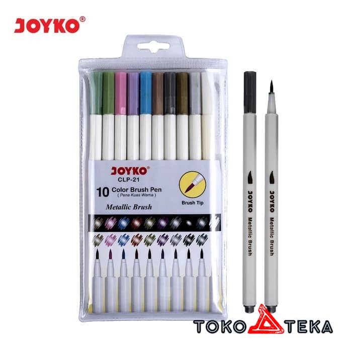 

COD Joyko Color Brush Pen Metallic CLP-21 Isi 10 Color / Pulpen Kuas Warna