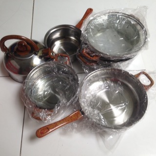 Panci Set 12 Pcs Stainless M-129 Tutup Kaca - Kitchen Ware Set