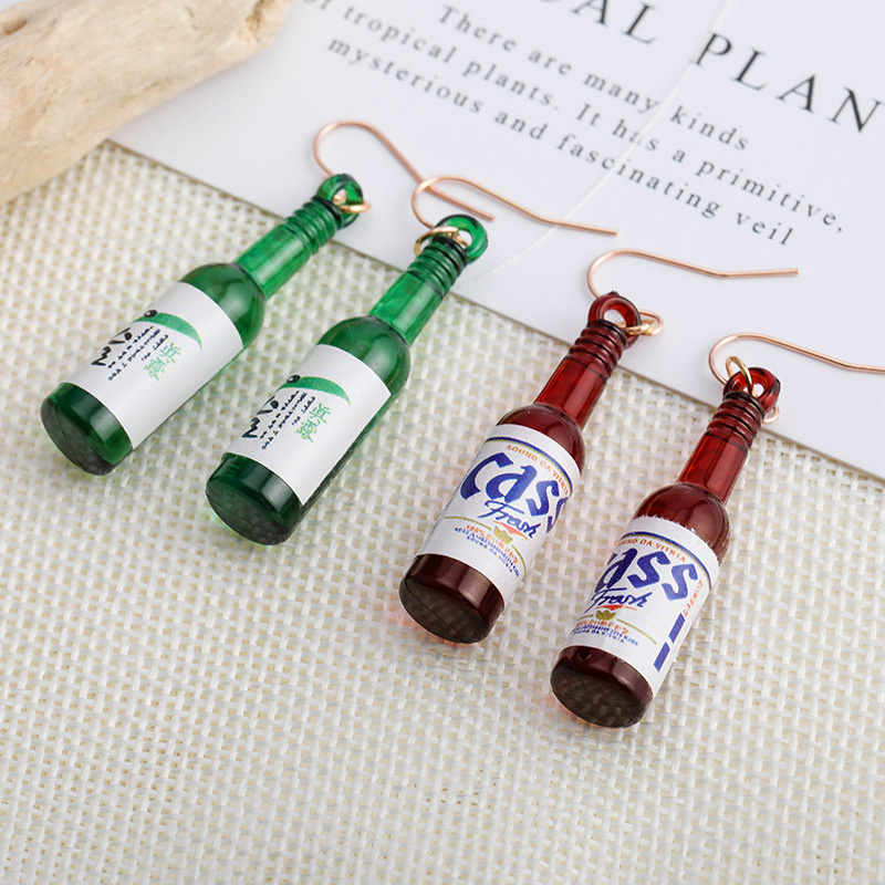 Anting wanita model korea bentuk soju minuman lucu imut cantik cocok untuk hadiah teman dan anniv