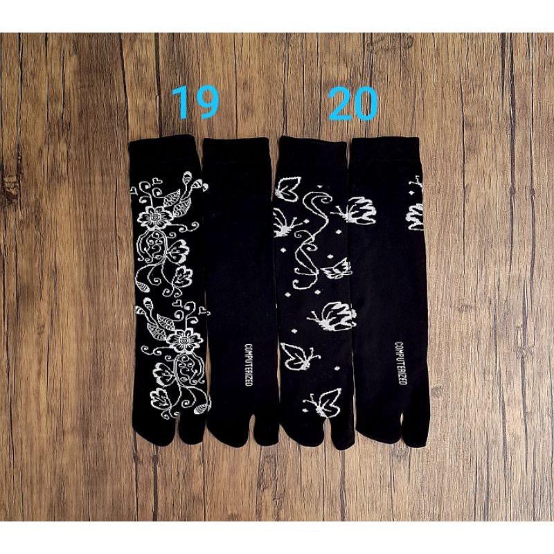 KAOS KAKI NILON MOTIF JEMPOL ANTI KOTOR TELAPAK KAKI HITAM SUDAH DIKEMAS (20 MOTIF)