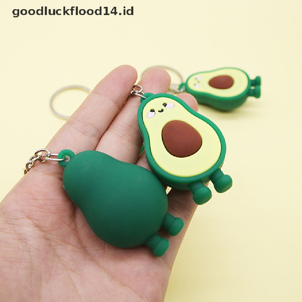 [OOID] Fashion Simulation Fruit Avocado Smile Keychain 3D Resin Key Chains Jewelry Gift ID