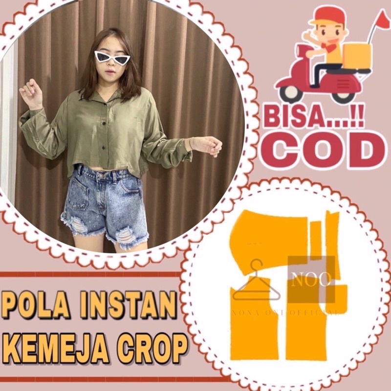 BISA COD✔️ Pola instan baju kemeja crop kekinian - Pola jiplak kemeja crop - Pola jahit kemeja crop