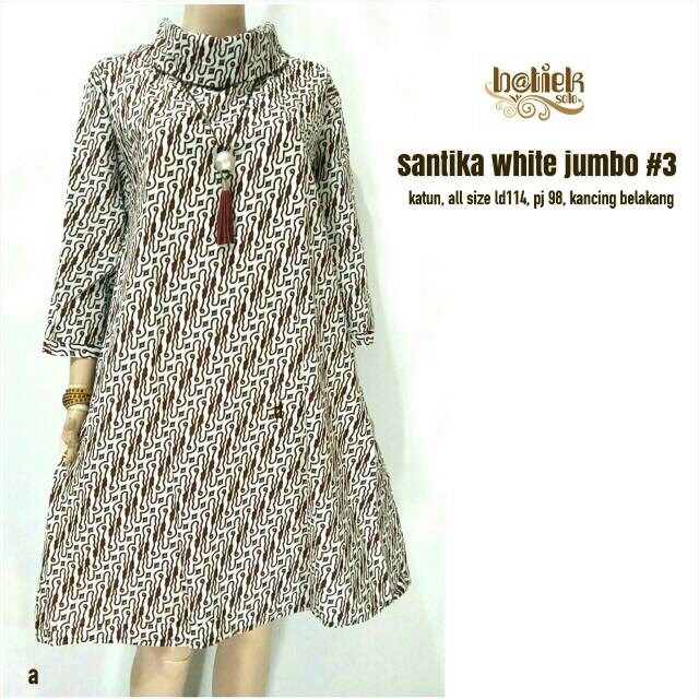 Tunik Santika White Jumbo #3 Batik Big Size Muslim Midi Kantor