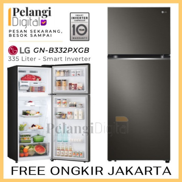 LG B332PXGB Kulkas Dua 2 Pintu Smart Inverter Linear Cooling 335 Liter