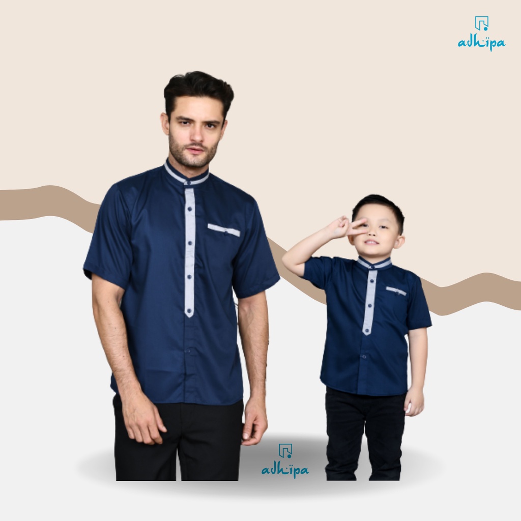 Baju Koko Couple Ayah &amp; Anak warna NAVY