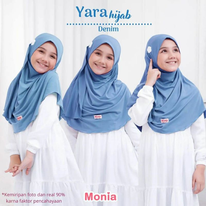 Yara Hijab by Monia Hijab Kids Denim MLXL | Hijab Instant Terlaris