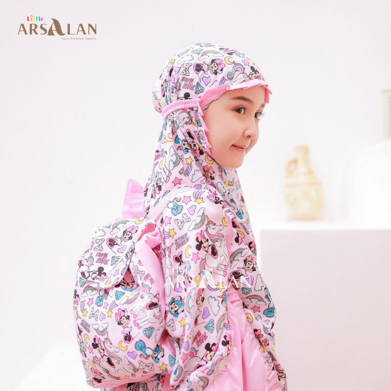 Mukena Anak Karakter Unicorn Minnie Mouse Doraemon Kuda Poni Hello Kitty Kupu-Kupu Tas Ransel Rayon Anak Paud TK SD | Mukena Arsalan