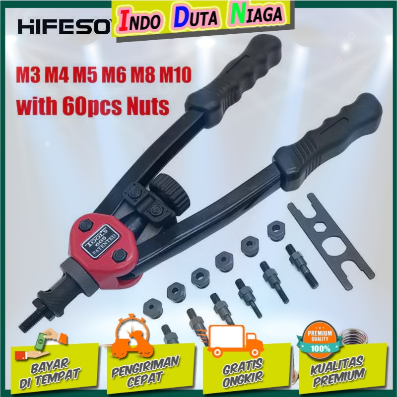 HIFESON Hand Threaded Riveter Nuts Guns with Nuts 605 60PCS - BT605