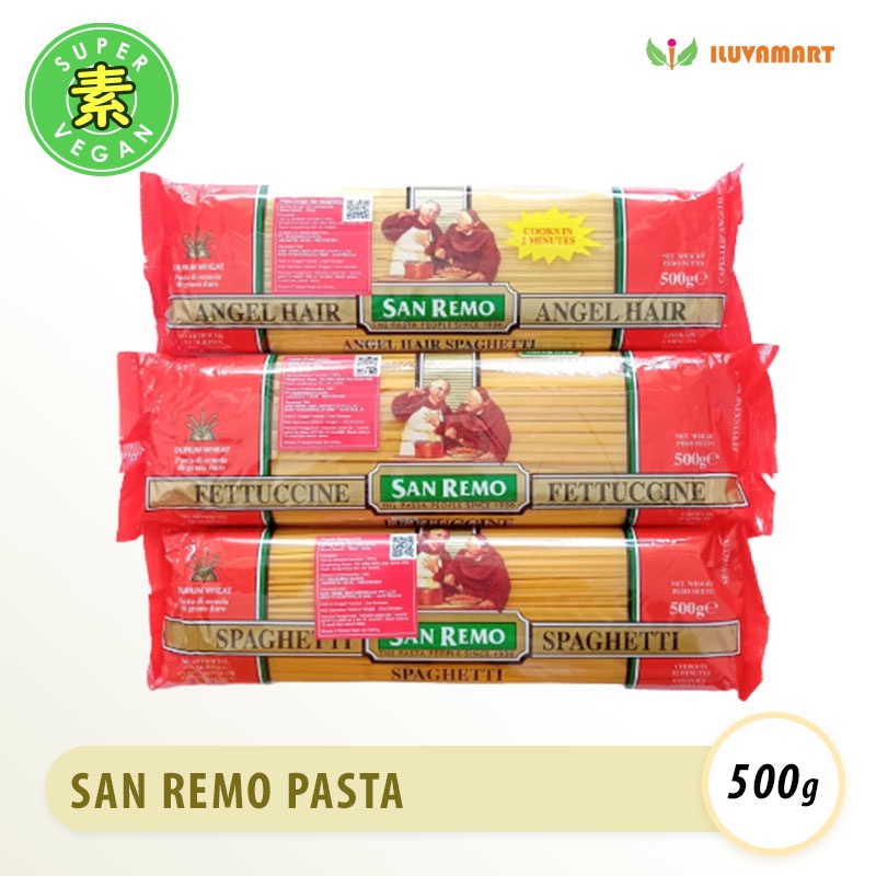 

San Remo Pasta Angel Hair / Fetucini / Spageti 500gr Halal