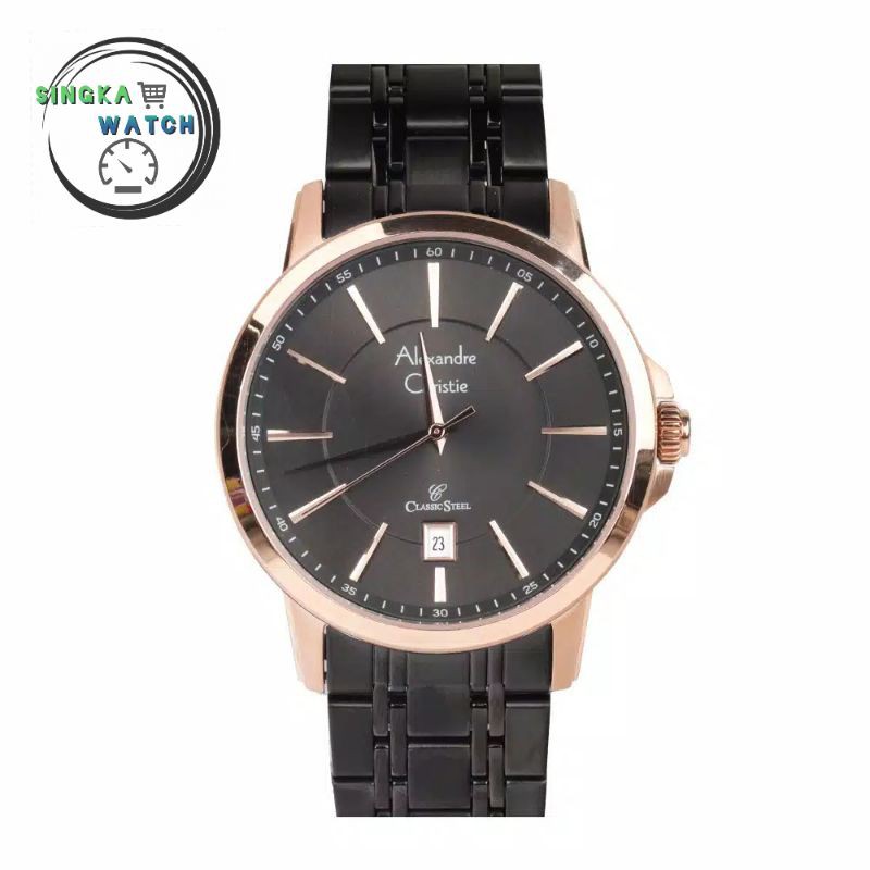JAM TANGAN COWOK ALEXANDRECHRISTIE AC ORIGINAL SERI 8636MD HITAM ROSEGOLD
