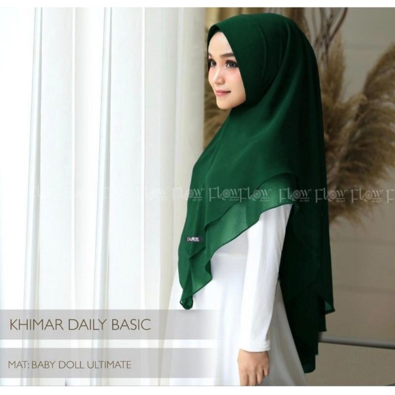 khimar daily basic ori flow-Hijau botol