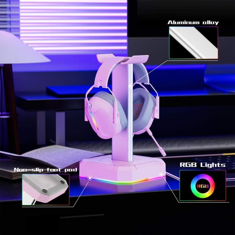 Bt RGB Earphone Display Stand Dengan Port Pengisian USB Detachable Gaming Earphone Holder Rack Desktop Aksesoris PC